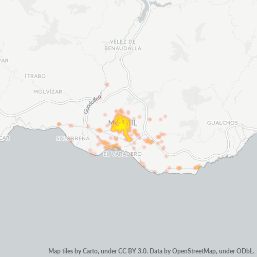 Mapa de calor para código postal 18600