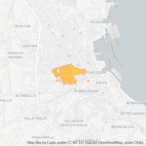 90138 Mappa di concentrazione per la densità di aziende