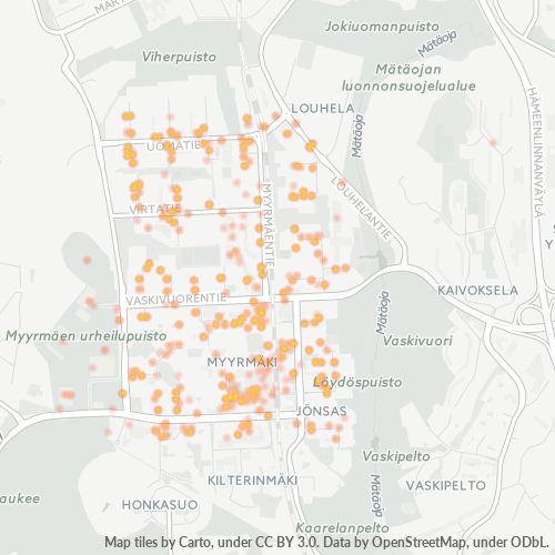 01600 Yritystiheys lämpökarttana