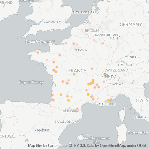 Carte de chaleur pour code postal 97460