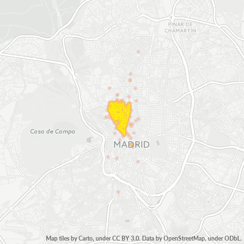 28015 Mapa de calor de densidad empresarial
