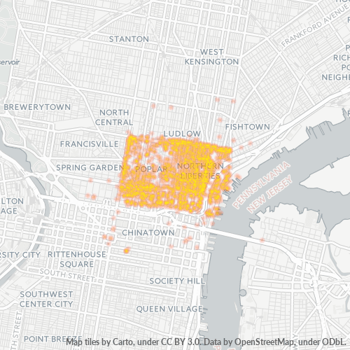 19123 Business Density Heatmap