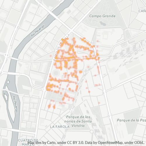 Mapa de calor para código postal 47007