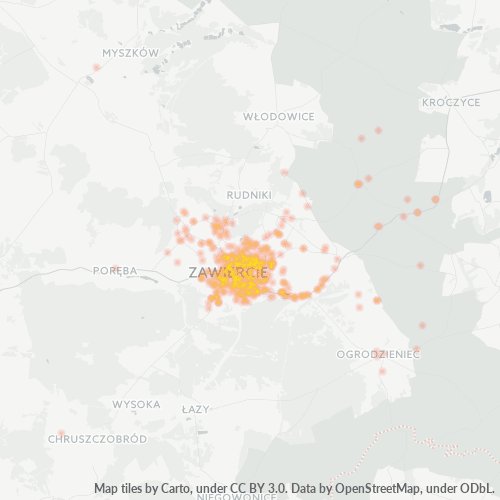 42-400 Mapa intensywności działalności gospodarczej