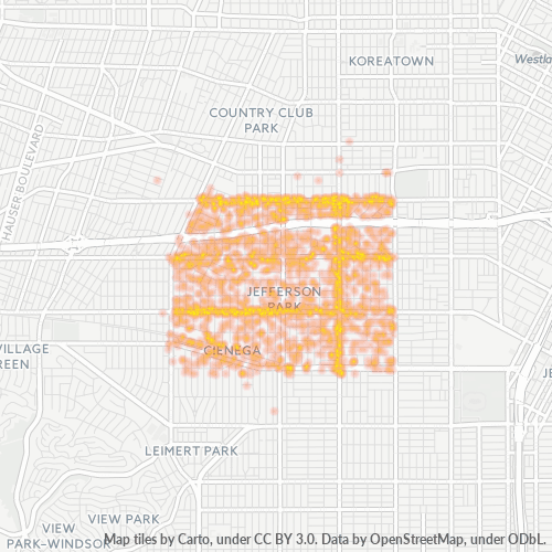 90018 Business Density Heatmap