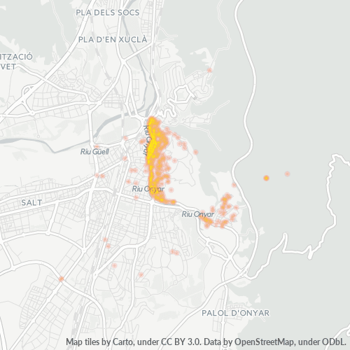 Mapa de calor para código postal 17004