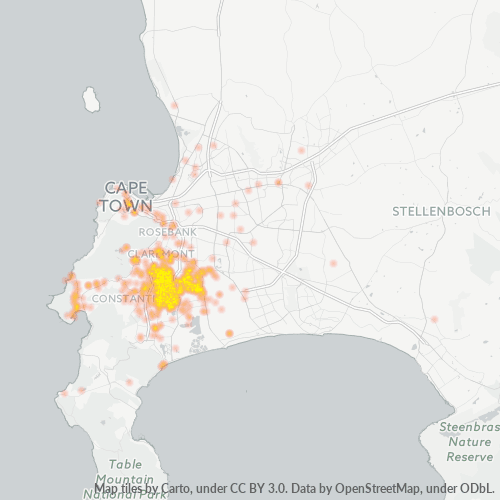 7800 Hittekaart vir Besigheidsdigtheid