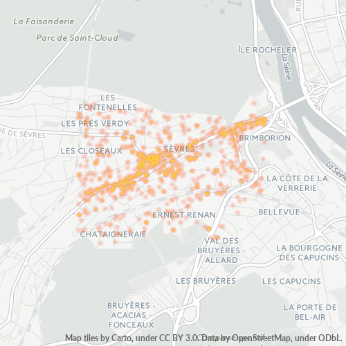 Carte de chaleur pour code postal 92310