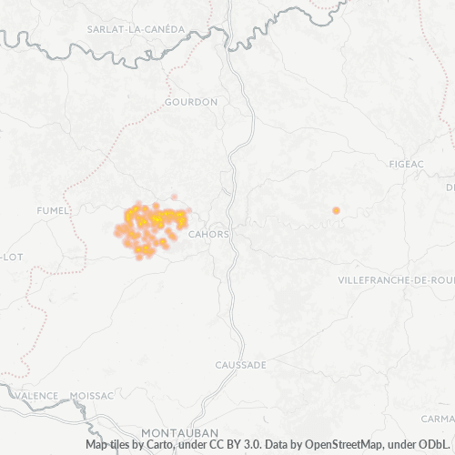 Carte de chaleur pour code postal 46140