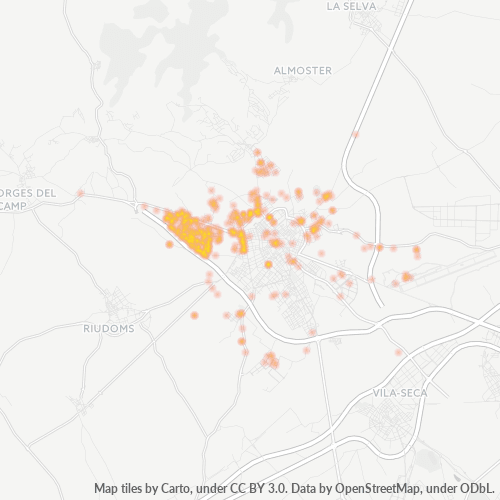 43206 Mapa de calor de densidad empresarial