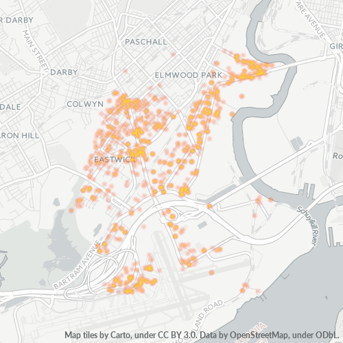 19153 Business Density Heatmap