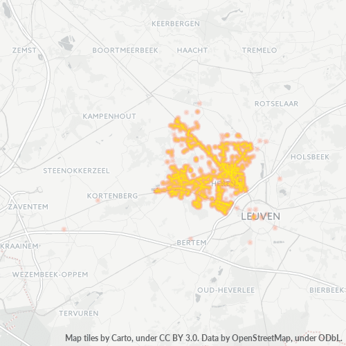 Heatmap voor postcode 3020