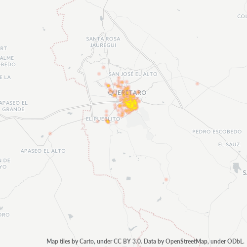76090 Mapa de calor de densidad empresarial