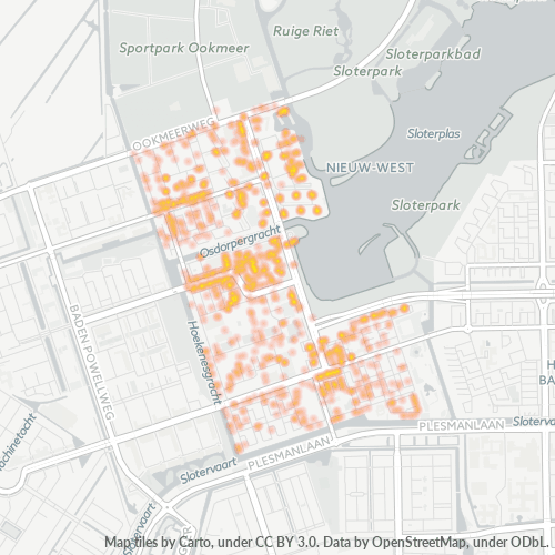 Heatmap voor postcode 1068