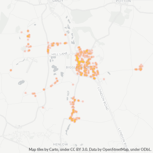 SG18 Business Density Heatmap