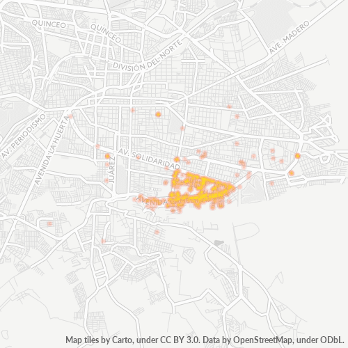 58290 Mapa de calor de densidad empresarial