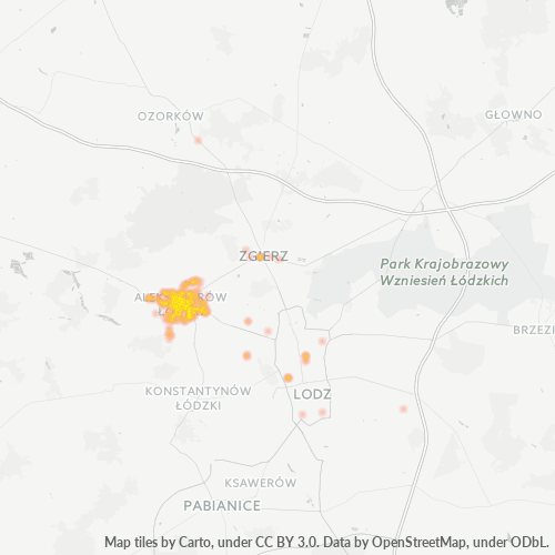 95-069 Mapa intensywności działalności gospodarczej