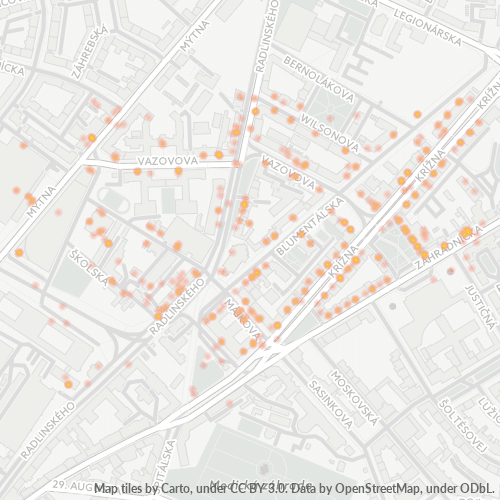 811 07 Teplotná mapa obchodnej hustoty