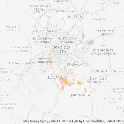 16000 Mapa de calor de densidad empresarial