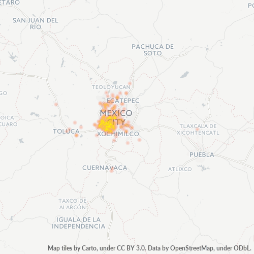 01000 Mapa de calor de densidad empresarial