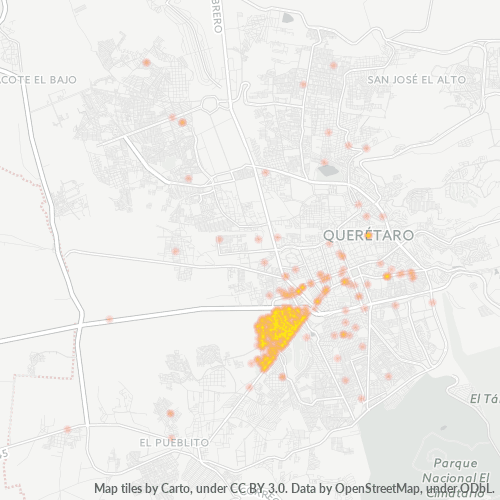 76180 Mapa de calor de densidad empresarial