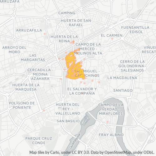 Mapa de calor para código postal 14008