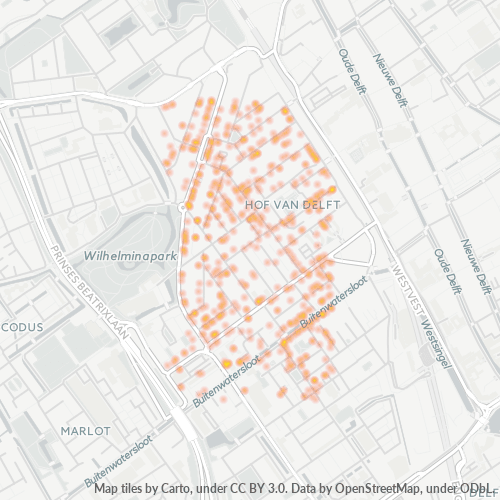 Heatmap voor postcode 2613