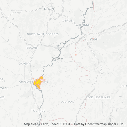Carte de chaleur pour code postal 71380