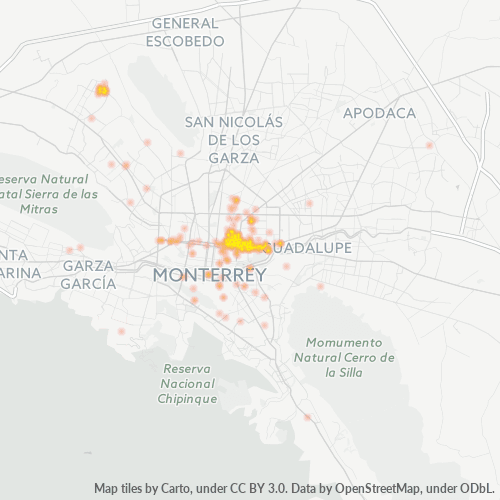 64580 Mapa de calor de densidad empresarial