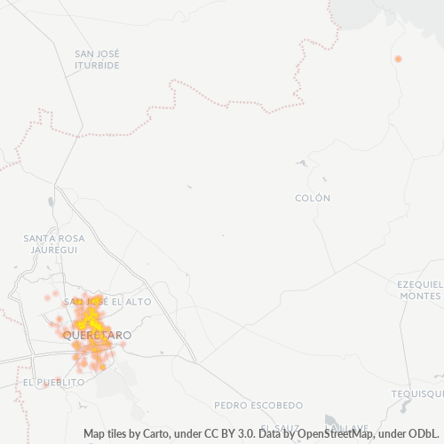 76140 Mapa de calor de densidad empresarial