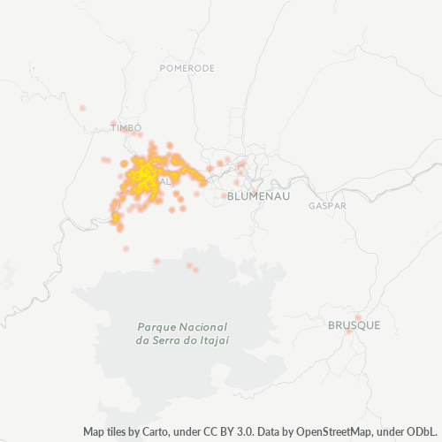89130-000 Mapa de calor de densidad empresarial
