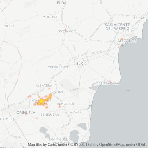 Mapa de calor para código postal 03360