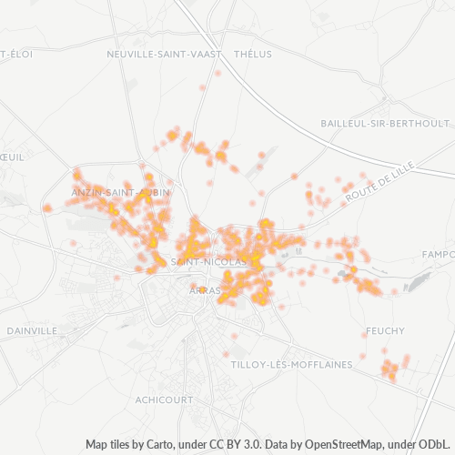 Carte de chaleur pour code postal 62223