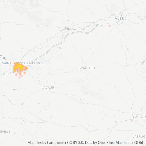 Carte de chaleur pour code postal 81370