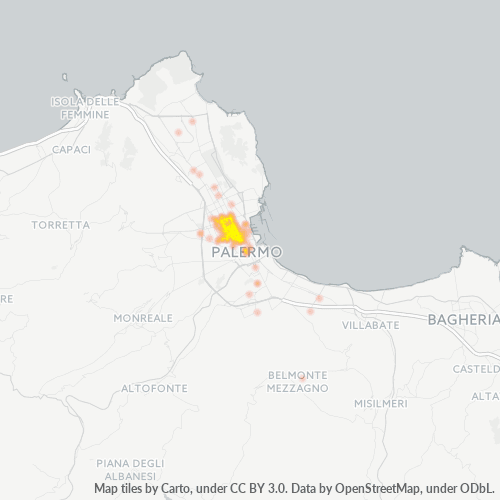 90141 Mappa di concentrazione per la densità di aziende
