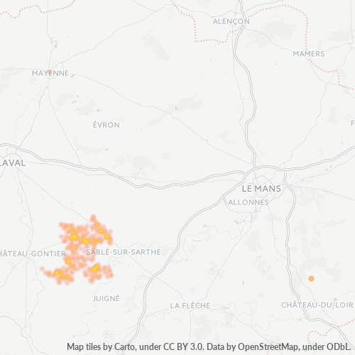 Carte de chaleur pour code postal 53290