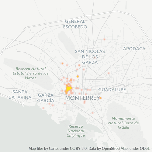 64020 Mapa de calor de densidad empresarial