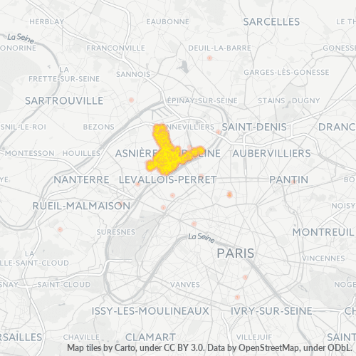 Carte de chaleur pour code postal 92600