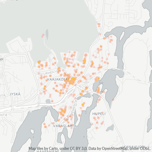 40800 Yritystiheys lämpökarttana