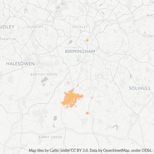 Heatmap for postal code B38
