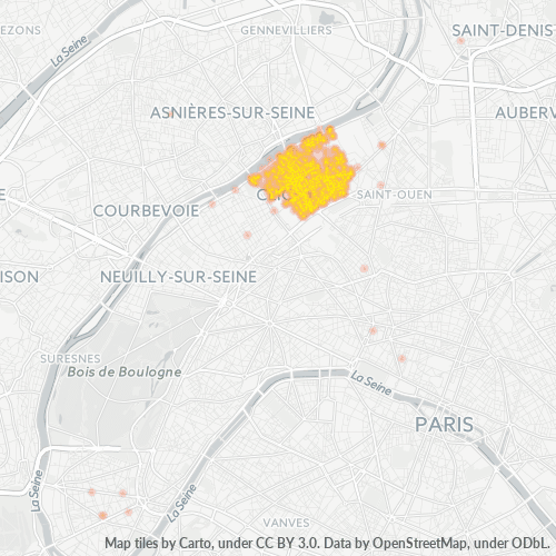 Carte de chaleur pour code postal 92110