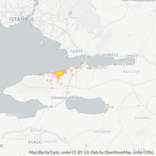 posta kodu 77100 için yoğunluk haritası