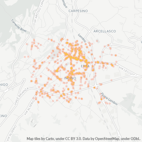 22036 Mappa di concentrazione per la densità di aziende