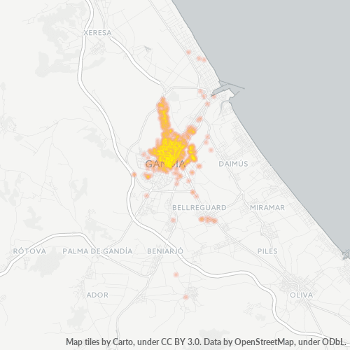 Mapa de calor para código postal 46701