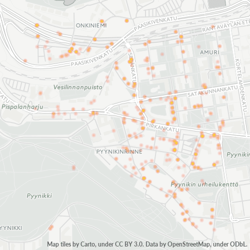 33230 Yritystiheys lämpökarttana