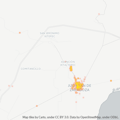 70000 Mapa de calor de densidad empresarial