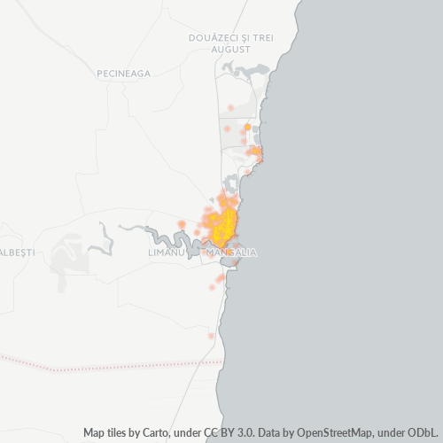 905500 Harta calorică cu densitatea activității economice