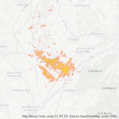 36075 Mappa di concentrazione per la densità di aziende