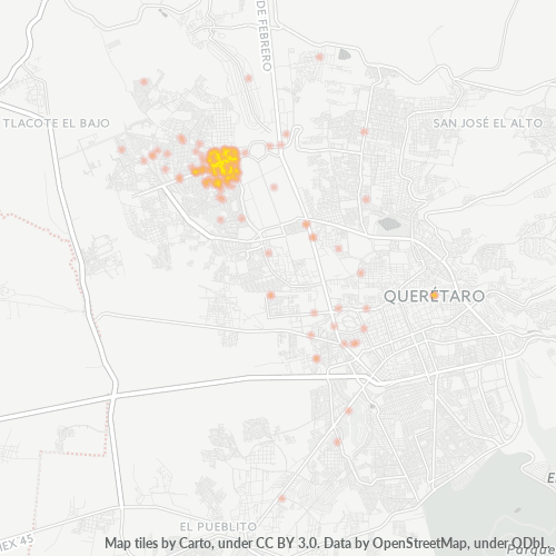 76110 Mapa de calor de densidad empresarial