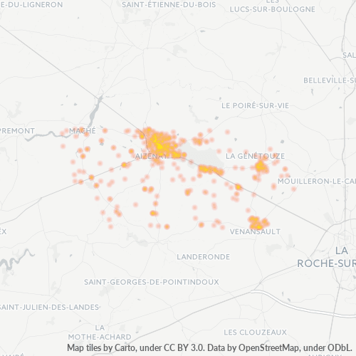 Carte de chaleur pour code postal 85190